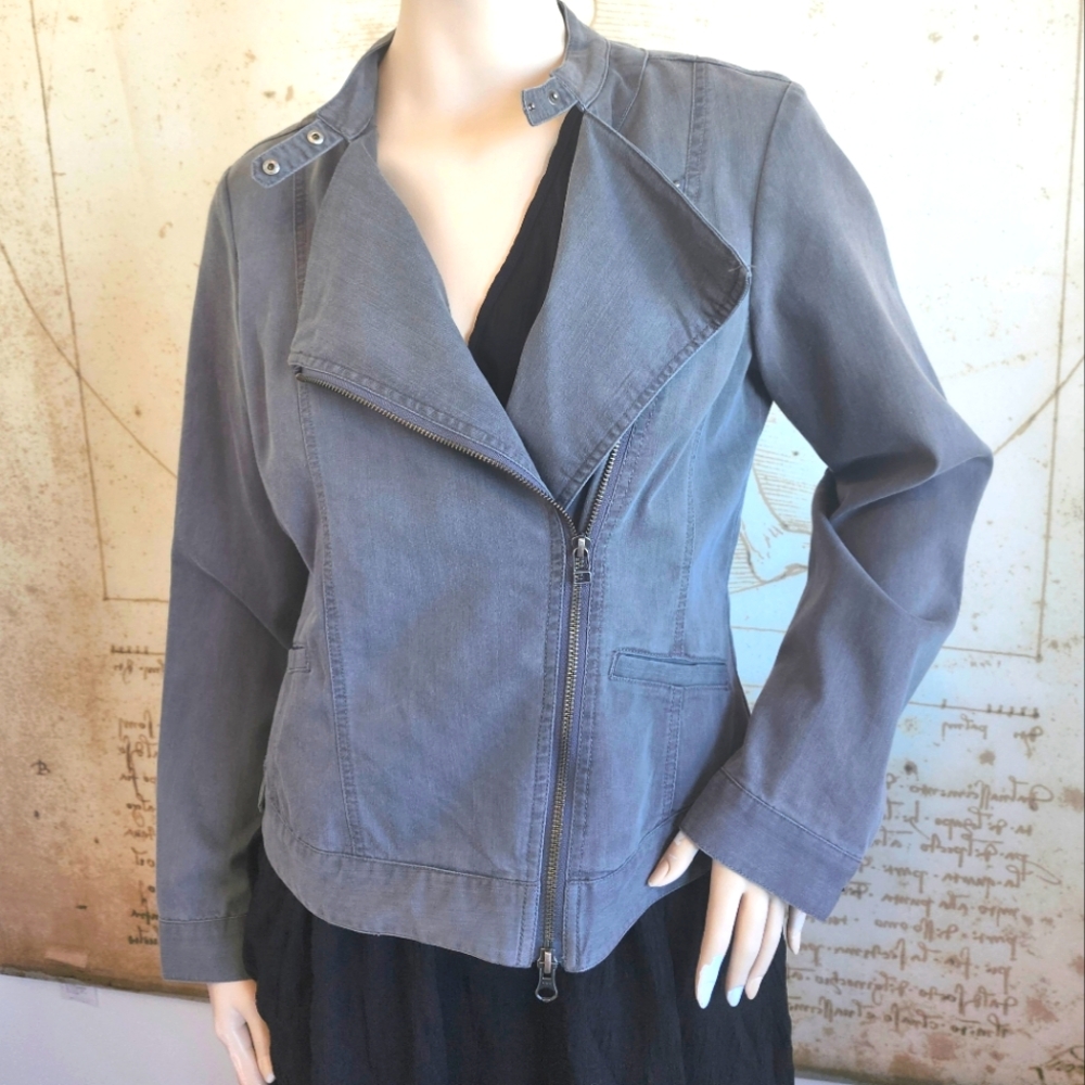 Women's Gray Jean Moto Jacket